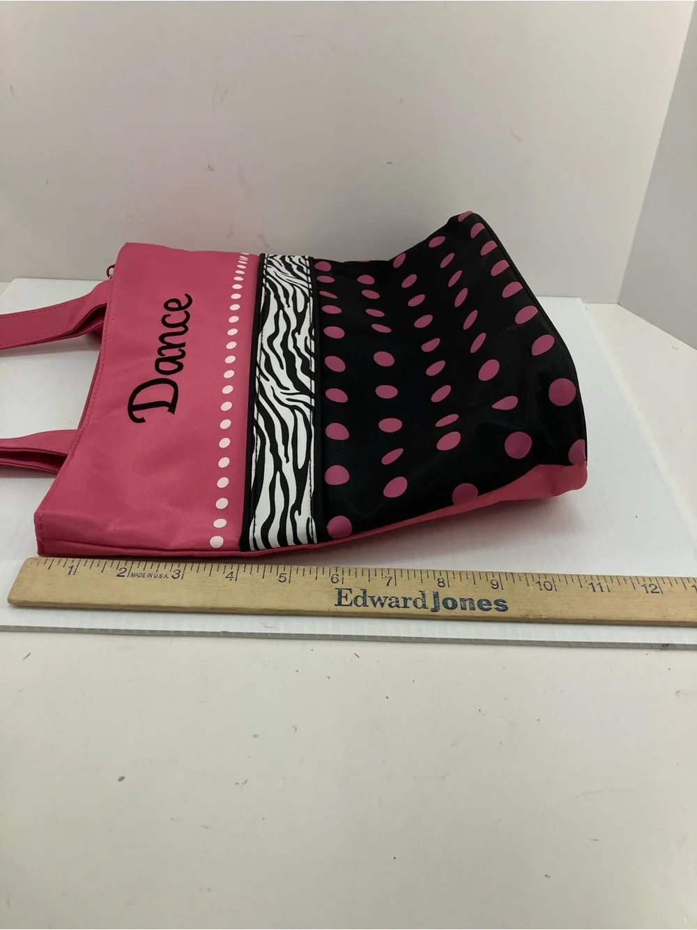 New! Sassi Designs Dance Bag Pink Black Polka Dot